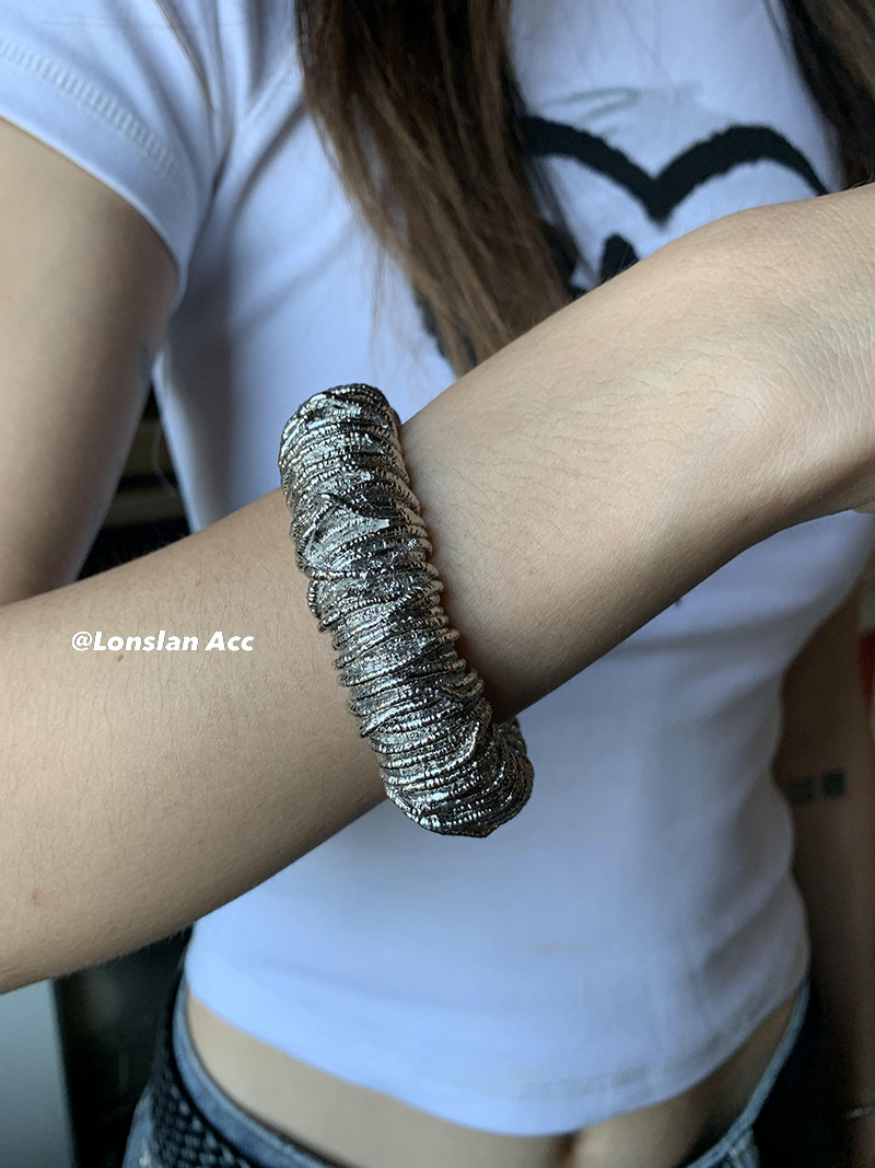 LONSLAN ACC HEAVY INDUSTRIES OPEN WEAVE WRAP WRAP TEXTURE NICHE COUPLE OPEN BRACELET