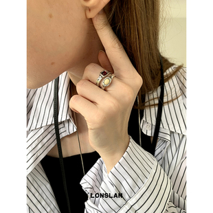 LONSLAN ACC 2024搭配 复古手工暗纹INS戒指叠戴高级感指环