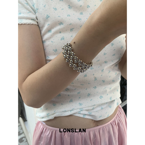 LONSLAN ACC 春夏高质感珠珠镂空开口可调节手镯百搭手环