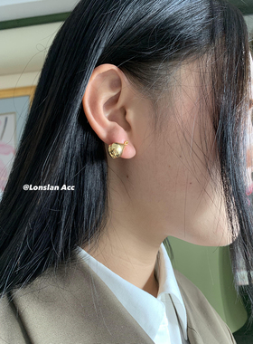 Loslan ACC 2022NEW  水滴双面立体小巧金属卡扣耳环