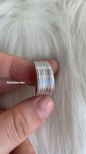 LONSLAN ACC 素圈叠层线条缠绕简约高级925银质感戒指