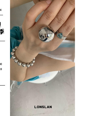 LONSLANACC大圆珠球金属戒指