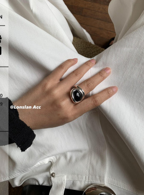 LONSLANACC黑色质感叠层戒指