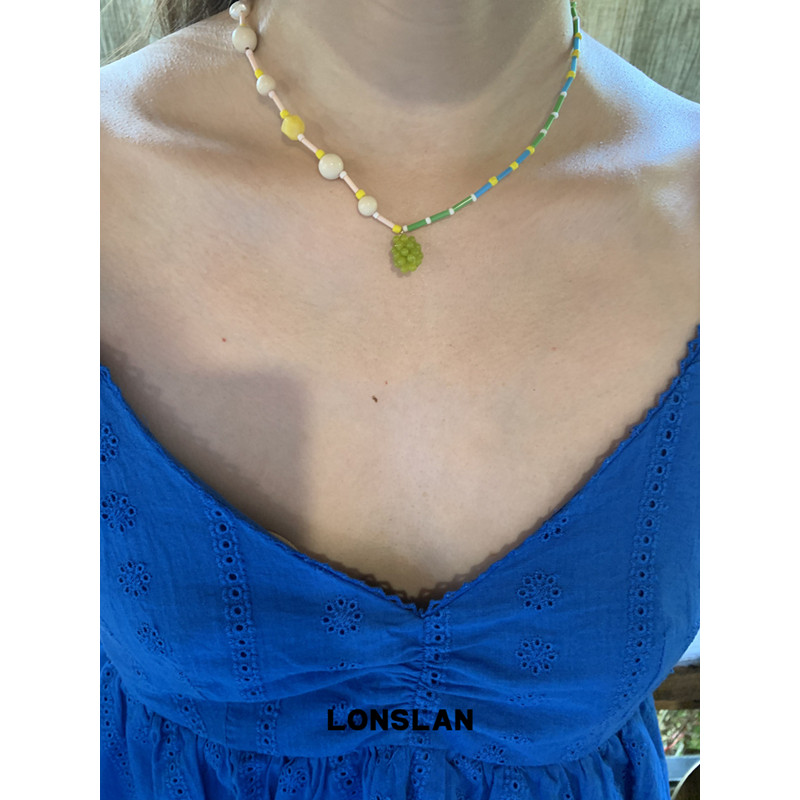 LONSLAN ACC 春夏彩色多巴胺串珠葡萄项链锁骨链图片