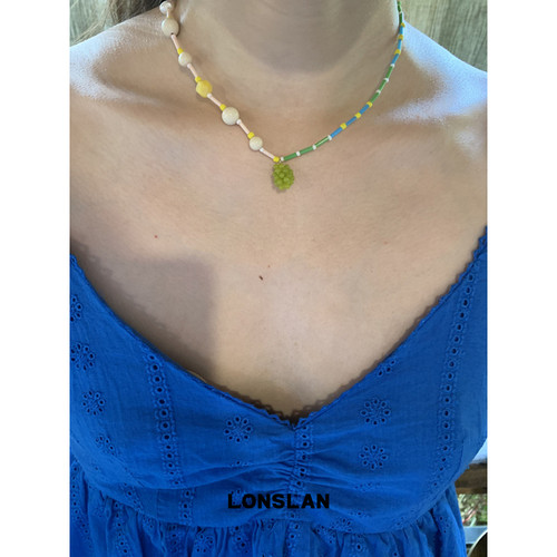 LONSLAN ACC 春夏彩色多巴胺串珠葡萄项链锁骨链