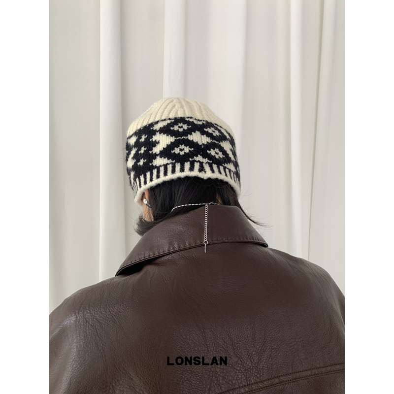 LONSLANACC提花毛线帽百搭帽子