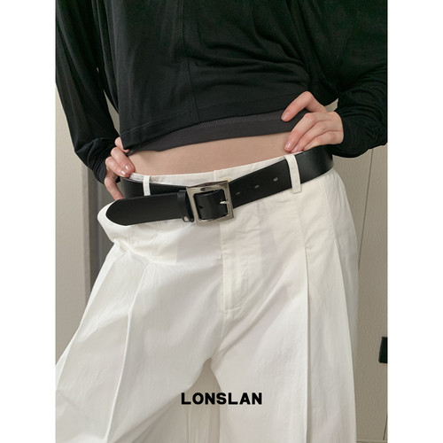 LONSLAN ACC 春夏简约韩版ins时尚百搭腰带真皮方扣皮带