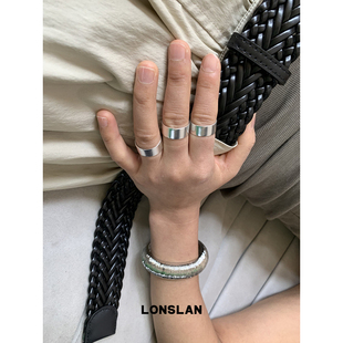 手饰 2025ss金属感欧美夸张纹理开口弹簧手镯个性 LONSLAN ACC