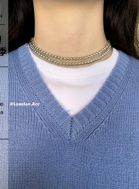 LONSLANACC时髦银串珠叠层项链