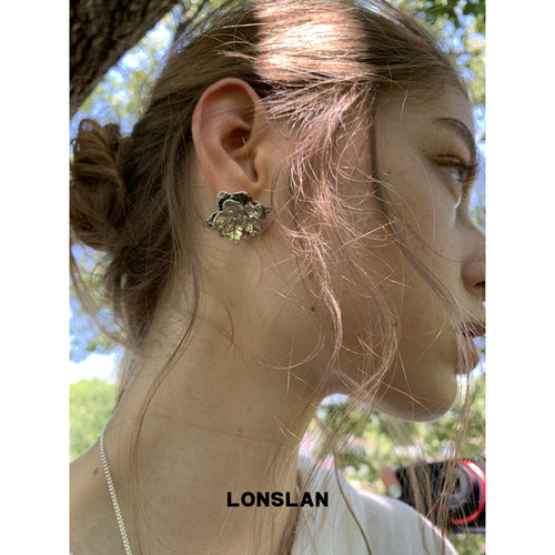 LONSLAN ACC 26早秋 法式复古立体感花朵耳钉时尚小众耳饰