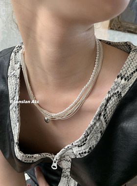 LONSLAN多层叠带仙女质感银项链