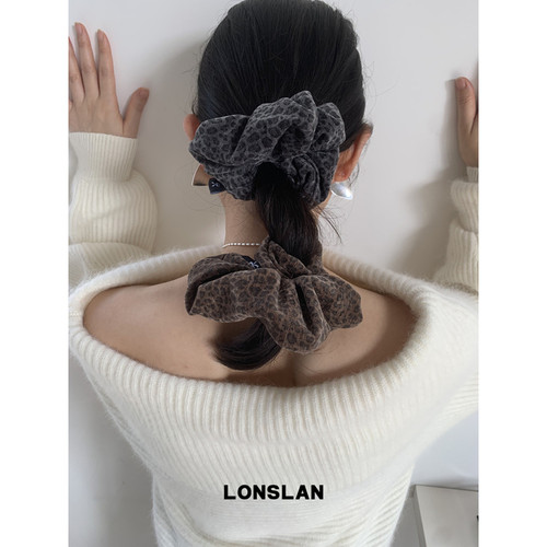LONSLAN 25AW 12.8 NEW复古秋冬毛绒豹纹印花高级感丝绒发圈