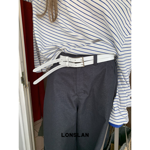 LONSLAN 2025ss设计感双扣真皮简约皮带百搭腰带 ACC