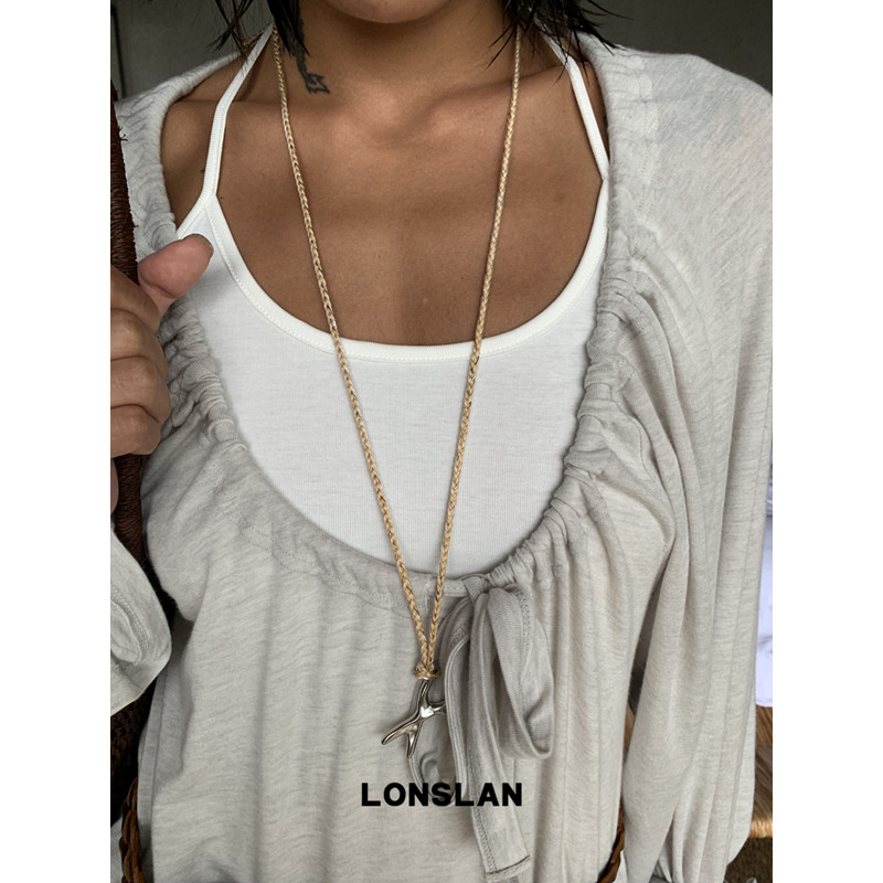 LONSLAN ACC 新款编织撞色剪刀吊坠长款毛衣链百搭时尚项链图片