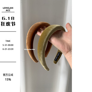 LONSLAN ACC 复古做旧质感麂皮宽版高炉顶发箍 搭配好物