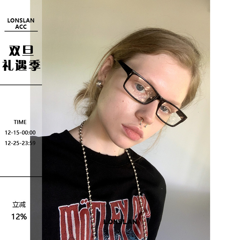 LONSLAN ACC 2024搭配 复古文艺方形日系眼镜 可配度数平光镜