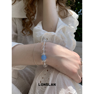 简约串珠玻璃弹力绳水晶手链 2025ss LONSLAN ACC