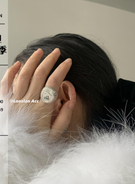 LonslanAcc宽边复古人像925戒指