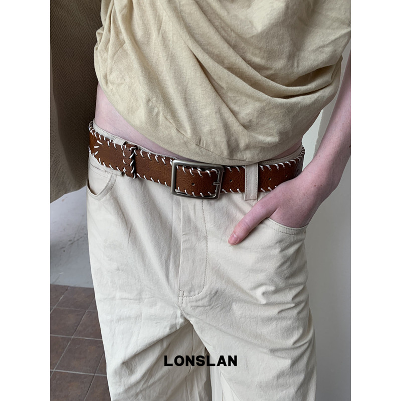 LONSLAN ACC 2026ss 百搭车线设计感方头腰带pu百搭皮带图片