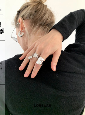 LONSLANACC水滴吊坠金属戒指