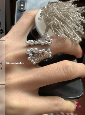 LONSLANACC珍珠开口花纹戒指