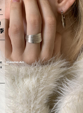 LONSLAN女925S简约编织开口戒指