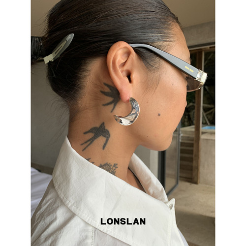 LONSLAN ACC 新款高质感亮面扭结椭圆形耳环气质耳饰百搭饰品