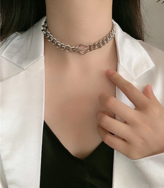 CHOKER小众设计感粗链条装饰项链图片