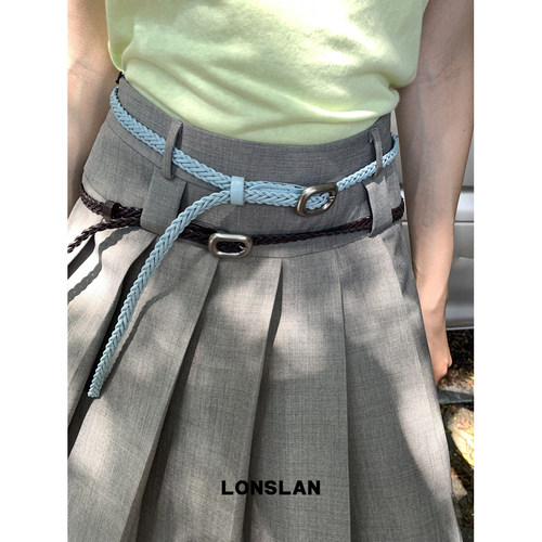 LONSLAN ACC窄版编织简约百搭腰带设计感皮带