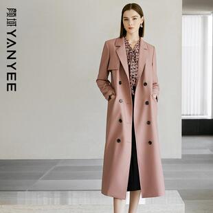 女2024年新款 领英伦风衣秋装 气质外衣粉色大衣外套 西装 颜域中长款