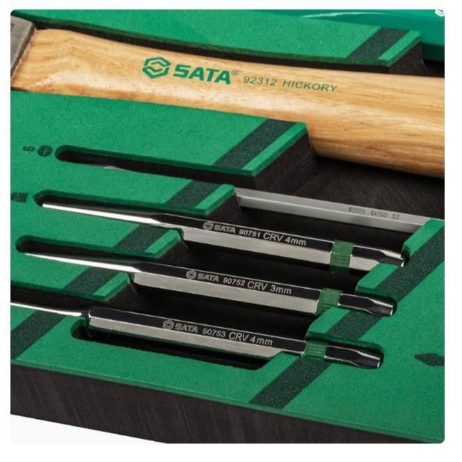 SATA世达工具8件敲击套装09952A工具托锤子扁凿圆锥圆头锤锥子