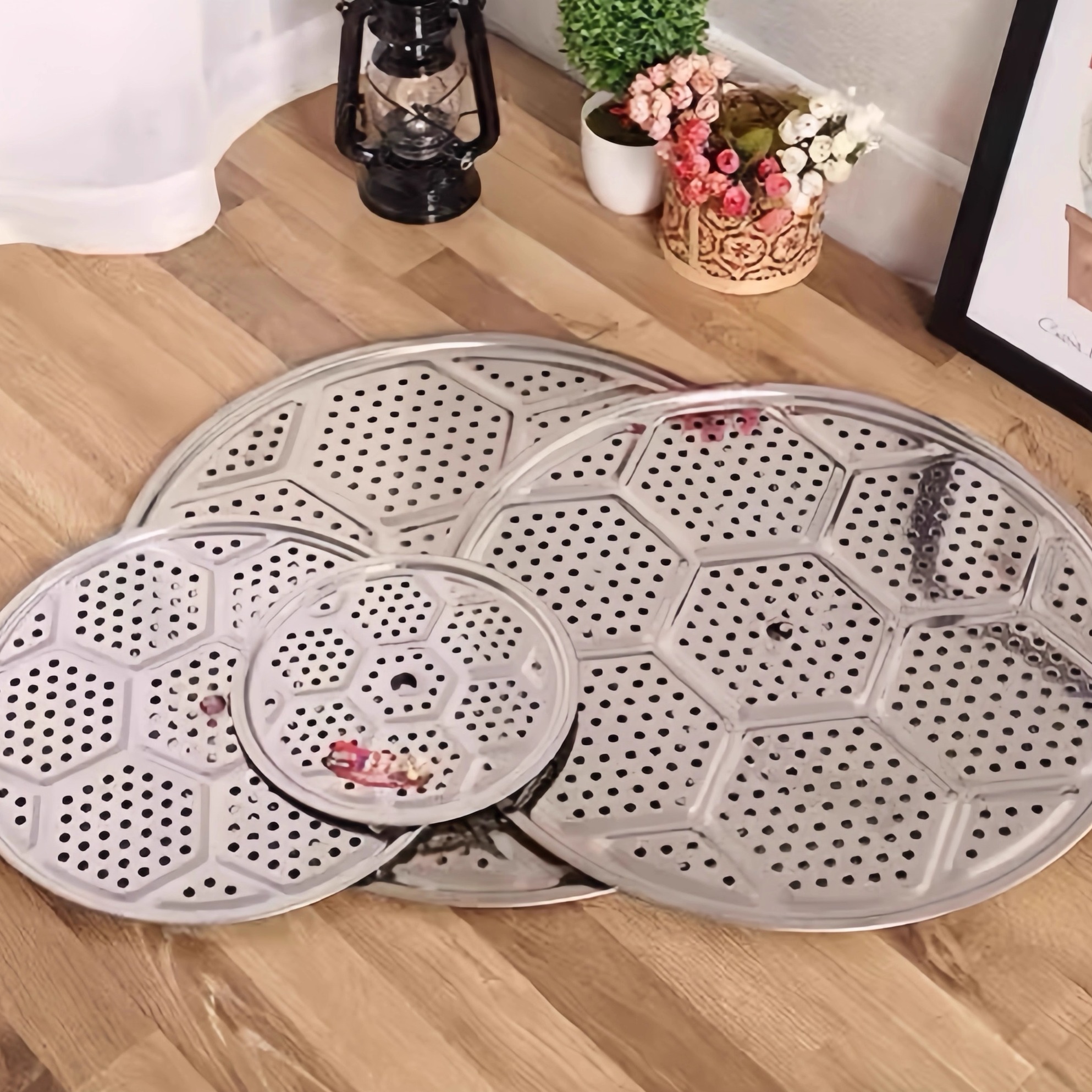 不锈钢蒸片圆形蒸笼家用蒸盘蒸架蒸屉蒸笼片炒锅隔层蒸格馒头篦子