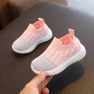2026春秋新款女童鞋子幼儿园一脚蹬网面室内鞋男童软底防滑运动鞋