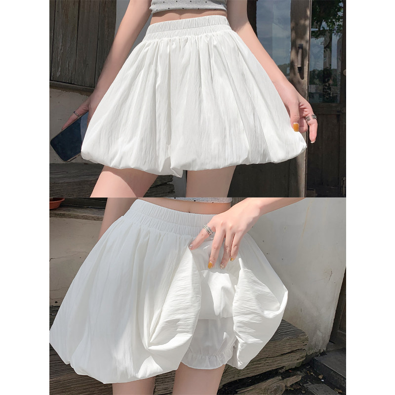 白色蓬蓬花苞半身裙女2025夏季新款设计感高腰显瘦a字芭蕾裤裙子,女装/女士精品,半身裙,淘宝优惠券,粉丝福利购,淘宝优惠卷