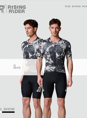 RR2025春夏款热带植物印花男士短袖上衣速干透气公路自行车骑行服