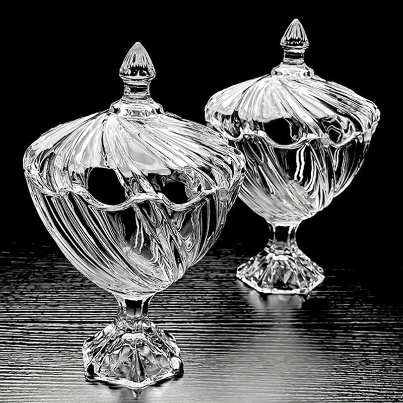 水晶玻璃碗带盖水果盘高脚杯小果盘糖果罐杯状干果甜点盒果酱糖罐