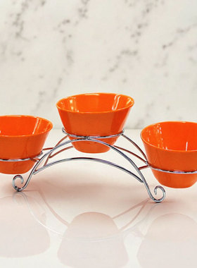 斜口摆台咸菜碗酒店自助酱菜器皿台架子火锅调料架整套容器置物架