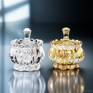 水晶玻璃碗小碗甜品杯燕窝盅带盖水果盘收纳盒糖果罐器皿迷你法式