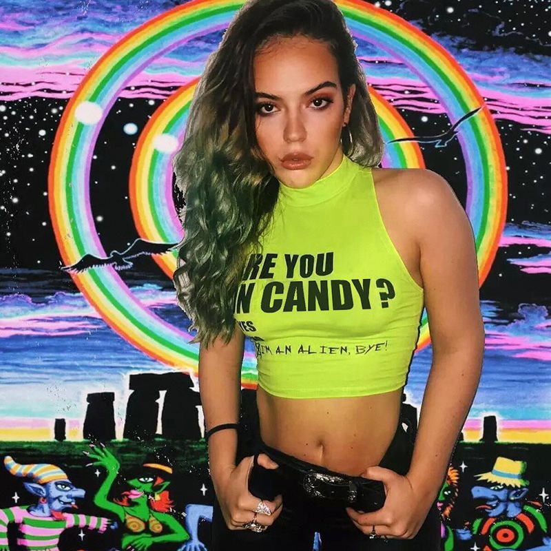 Feeling slim letter print sleeveless short crop|msdalam kategori Butik wanita / wanita, wanita saiz besar - dari Buy2taobao.com untuk memberikan perkhidmatan ejen Taobao profesional membeli