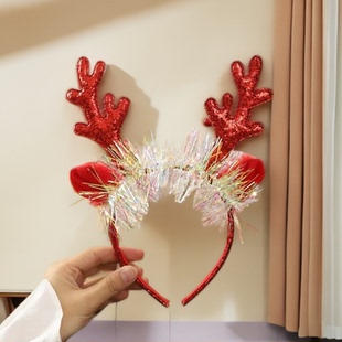 圣诞鹿角头饰新款 超仙发光发饰新年跨年頭饰头箍发卡配饰雪人发箍