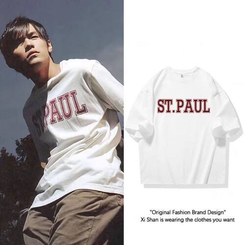 周杰伦同款头文字D藤原拓海T恤 重磅纯棉短袖男女ST PAUL印花
