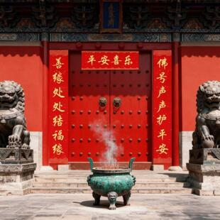 寺庙寺院庙门对联佛堂春联仙新款家神仙庙宇道场佛家对联自粘