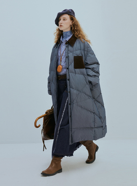 半圆原创设计师女装2025冬季东北特厚加厚长款衬衫式高端羽绒服女