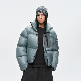 2025冬短款 运动 宽松泡芙羽绒服女 半圆女装 高密亮面质感面料