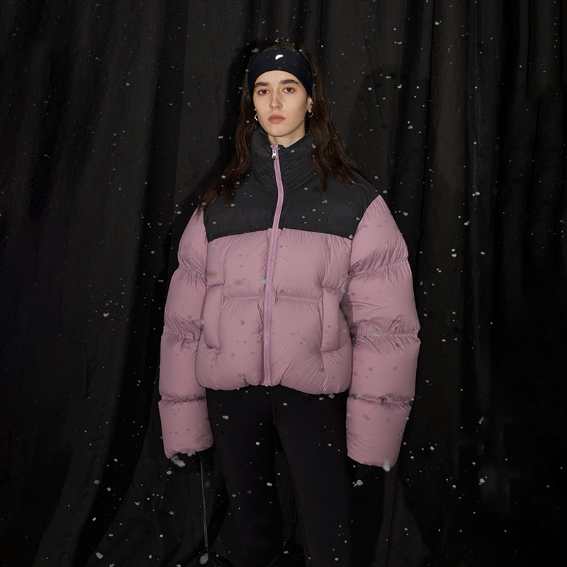 【特价】半圆女装2024冬季新款泡芙感短款羽绒服女拼色蓬松感小众