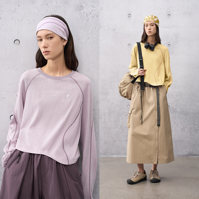 三针五线 半圆女装[文艺]2026春宽松休闲不对称弧线短款T恤女上衣