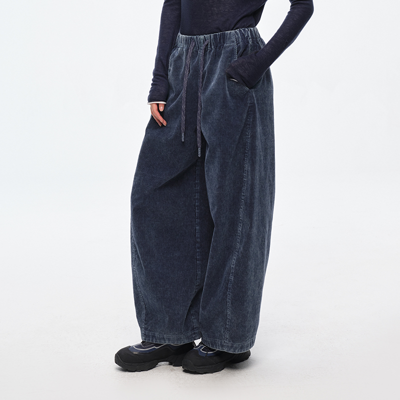 灯芯绒面料 半圆原创女装[复古]2025秋季宽松休闲炒雪花牛仔裤女