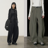 子女直筒休闲裤 加绒加厚裤 2025冬季 弯刀裤 半圆原创设计女装 运动