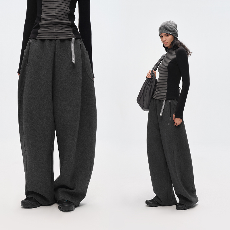 热暖绒空气层面料 半圆女装2025[复古]冬宽松量感针织气球裤女