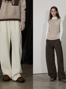 半圆原创设计女装[运动]2025春秋磨毛宽松直筒裤休闲裤子女香蕉裤